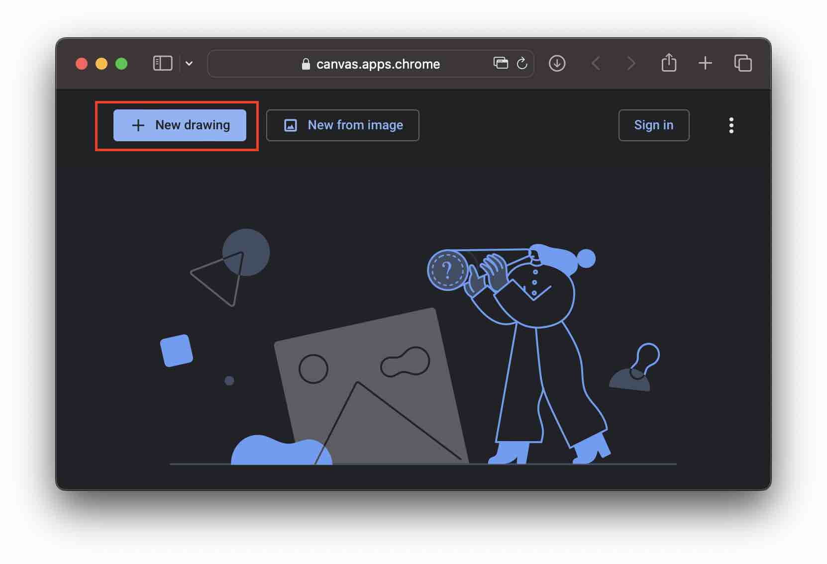 Use Google Chrome Canvas to create drawings